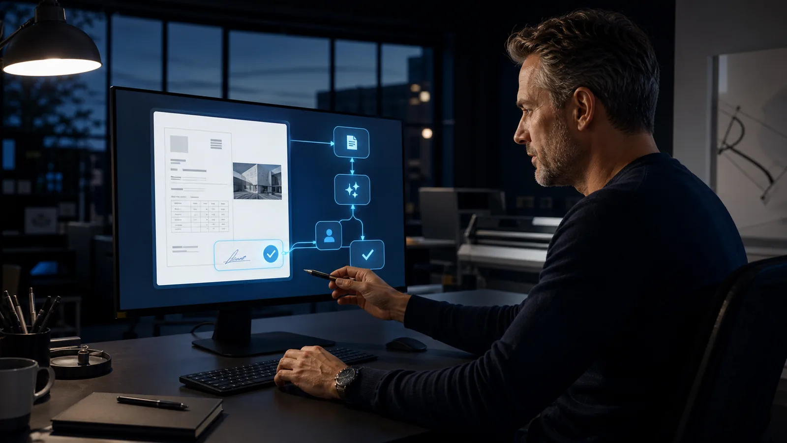 Un responsable métier contrôle et valide un devis assisté par intelligence artificielle